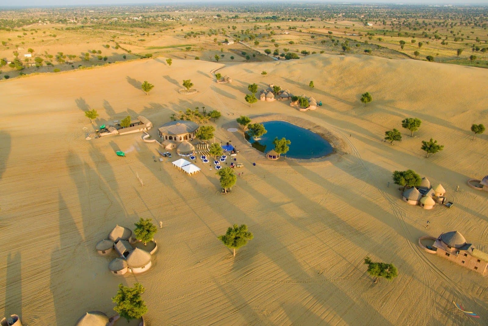 An aerial film still from a destination wedding