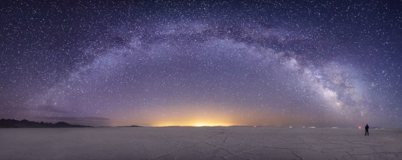 The Milky Way over the Bonneville Salt Flats at night